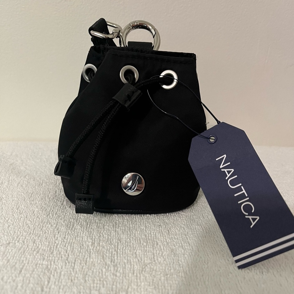 Nautica Black Mini wristlet Bag with Drawstring Closure